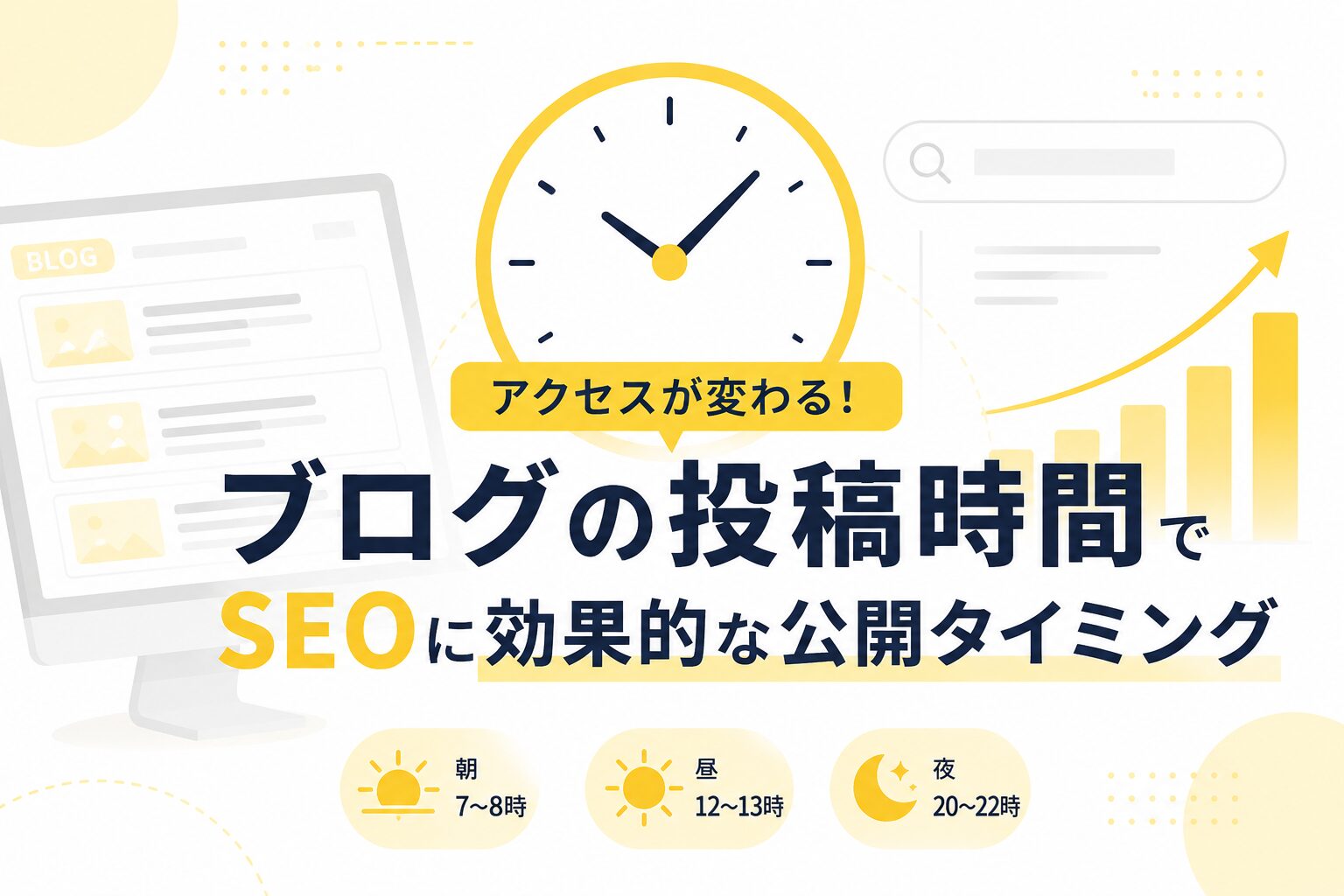 ブログ投稿時間とSEOに効果的な公開タイミングのアイキャッチ