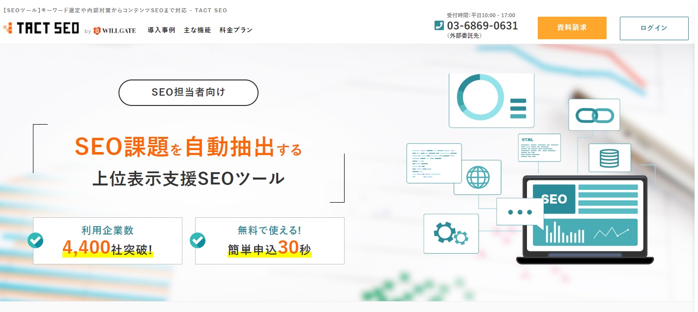 8. キーワードの最適化や資料作成にも「TACTSEO」